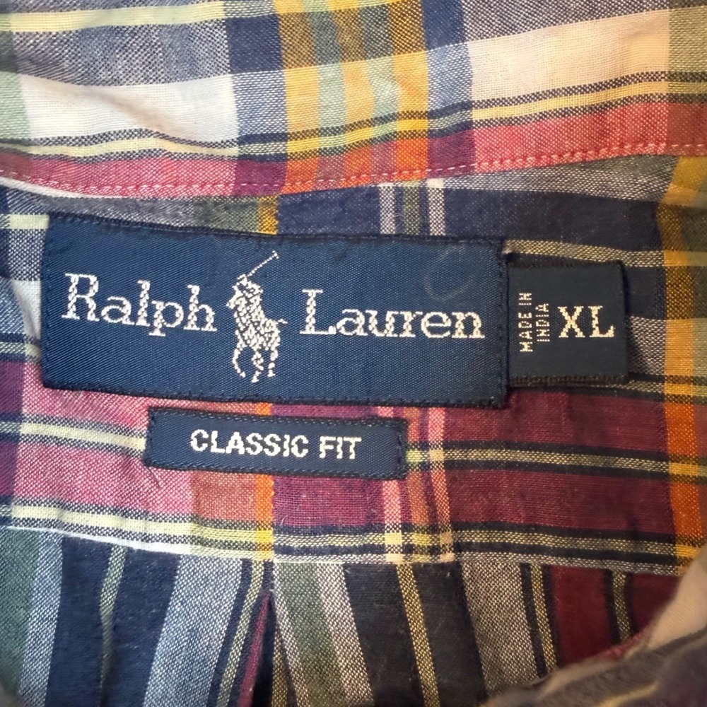 Ralph Lauren Button Down Shirt Mens XL Multi Color Plaid Classic Fit Short Slv - Picture 4 of 9